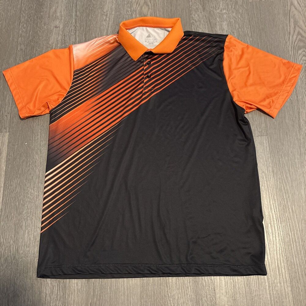SR Golf Polo Shirt Large Black Orange Performance Lightweight Mens
